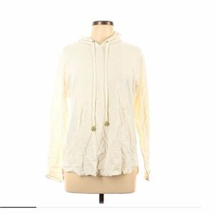 NWT Michael Kors Women’s Lightweight Hooded Pullover Hoodie - Size L - Cream